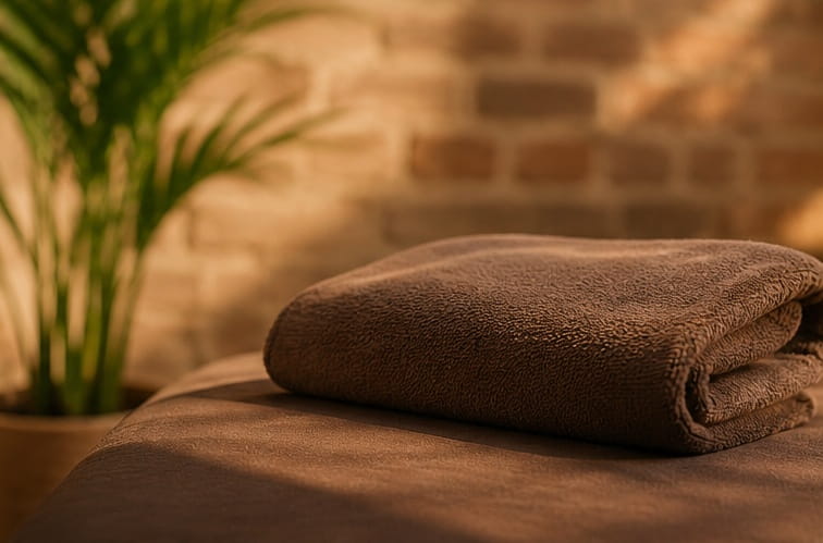 Calm treatment room detail at Asiatic Massage Boutique in Islington.