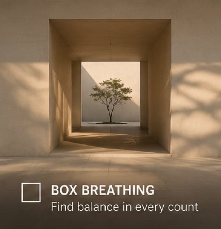 Square architecture representing box breathing for calm and focus.