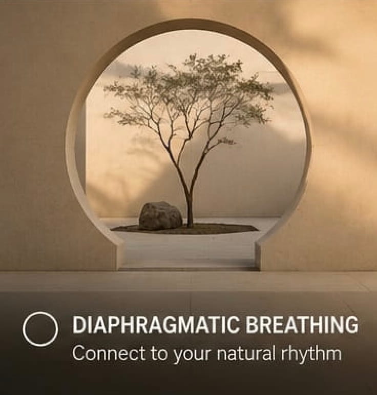 Circular architecture representing diaphragmatic breathing and calm body awareness