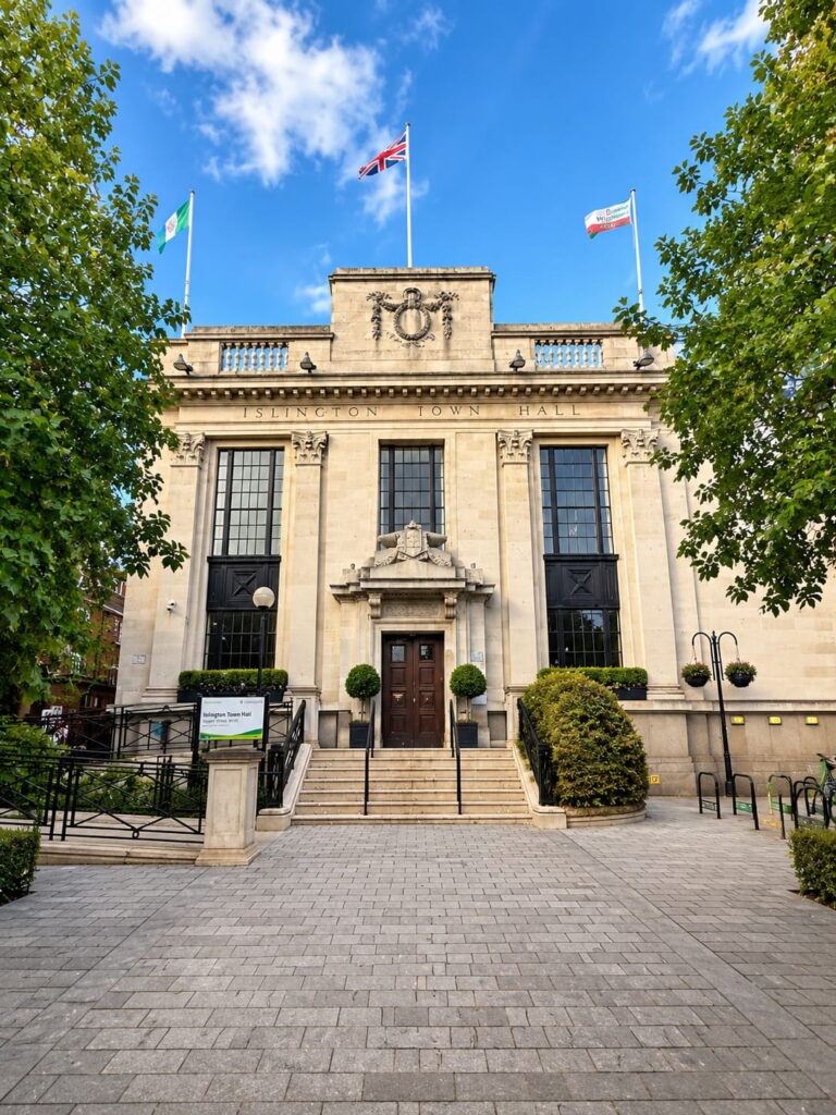 Islington Town Hall near Asiatic Highbury on Upper Street.