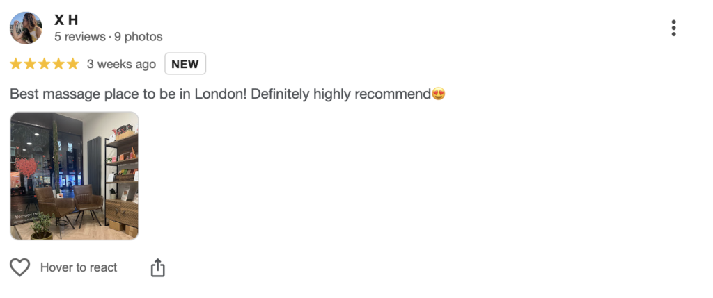 Happy customer receiving a massage at our Angel Islington Thai massage clinic.