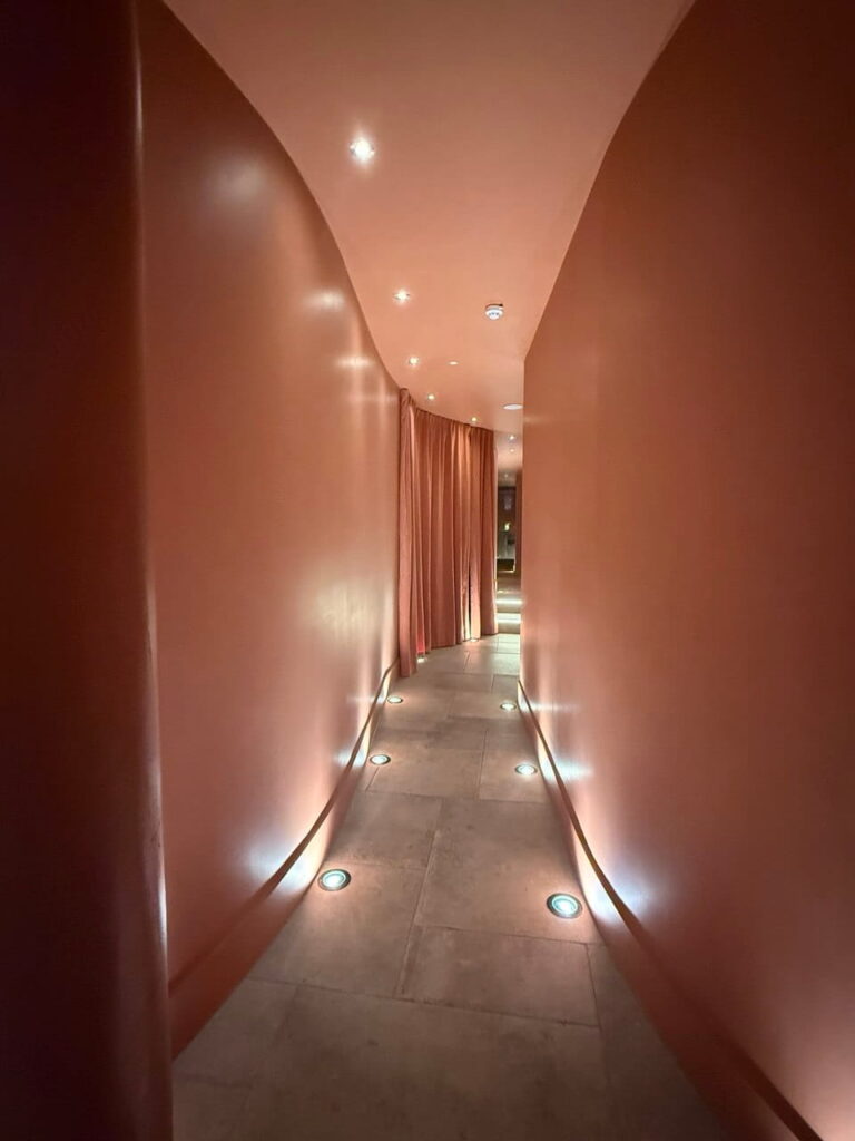 Corridor at Reset Sauna, in Upper Street, London.