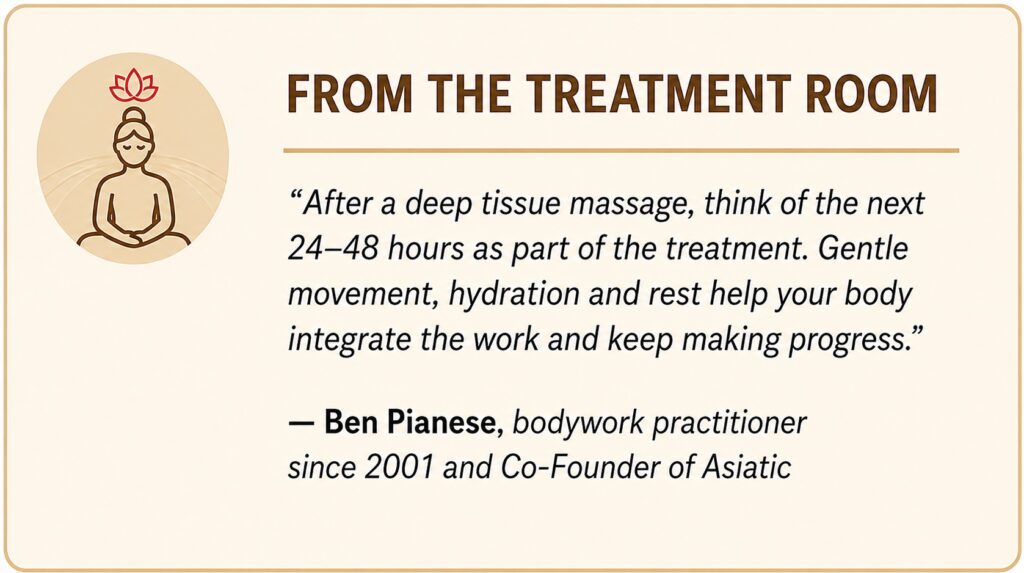 Ben Pianese shares practitioner guidance on tenderness and aftercare following deep tissue massage